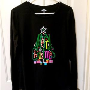 Black Long Sleeved Cotton Christmas Shirt X-Large